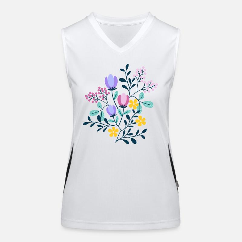 Rose, Violet et Jaune FLEURS Débardeur respirant contrasté Femme