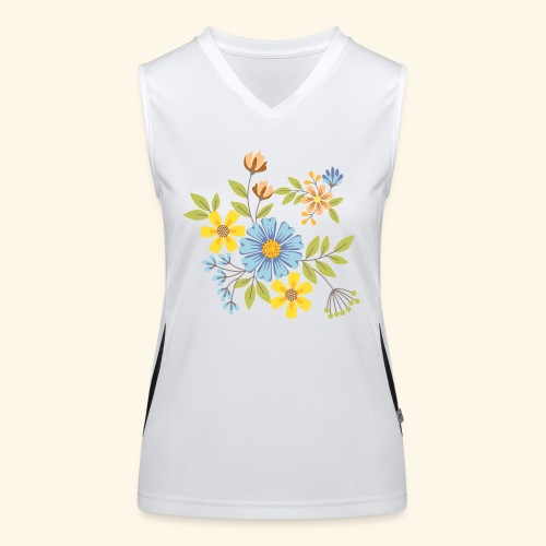Blue Cream and Yellow FLOWERS - Camiseta funcional de tirantes en contraste para mujer