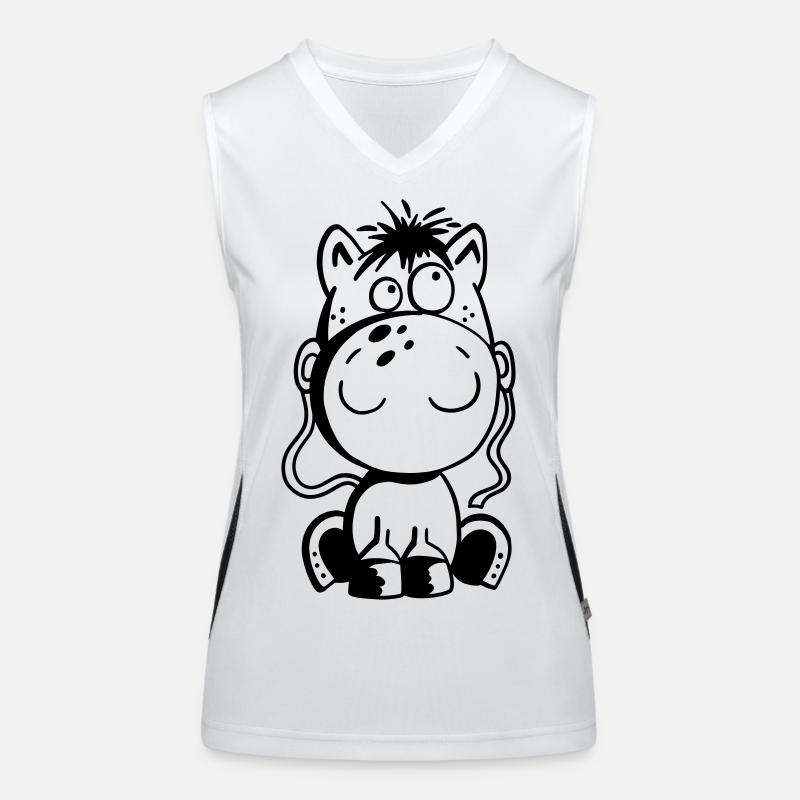 Kleines Pferd - Pony - Comic - Horse - Fun Funktionelles Kontrast-Tank Top für Frauen