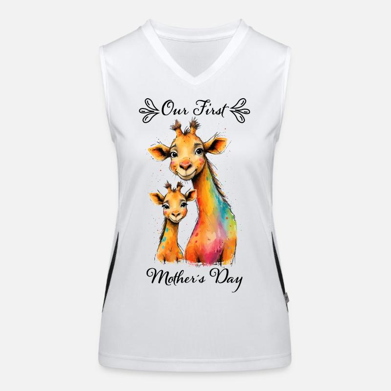 Erster Muttertag: Giraffen-Mama & Kind Funktionelles Kontrast-Tank Top für Frauen