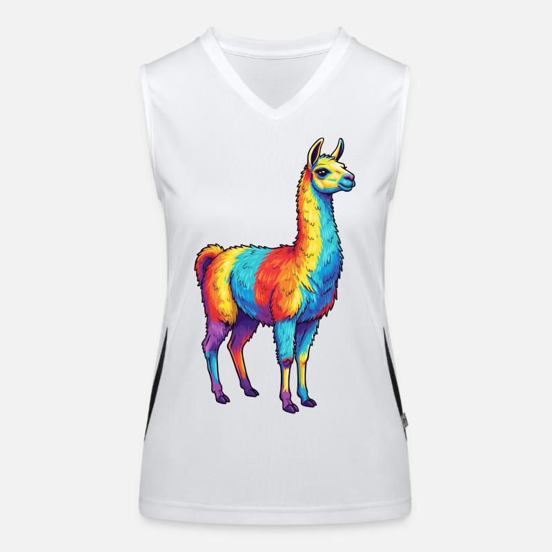 Aquarelle colorée de lamas arc-en-ciel Débardeur respirant contrasté Femme