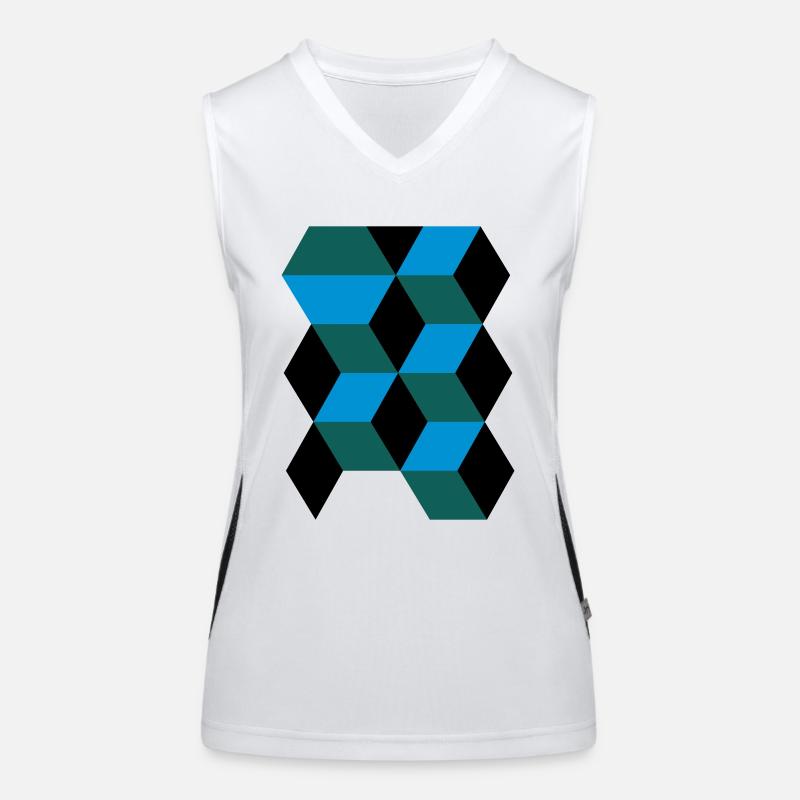 3D Muster Cubes Funktionelles Kontrast-Tank Top für Frauen
