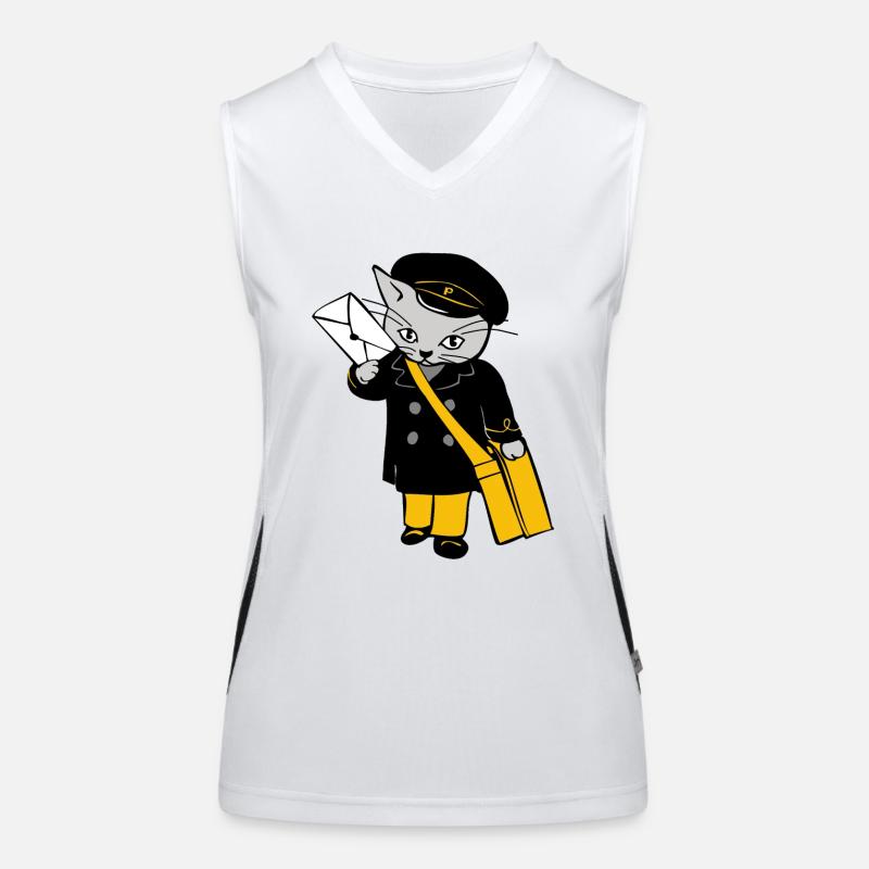 post cat dhl german post postmen cat letter Women's Functional Contrast Tank Top