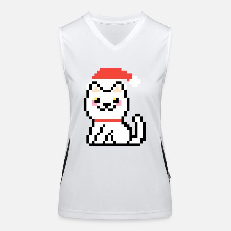 8-BIT CHRISTMAS CAT Women's Functional Contrast Tank Top