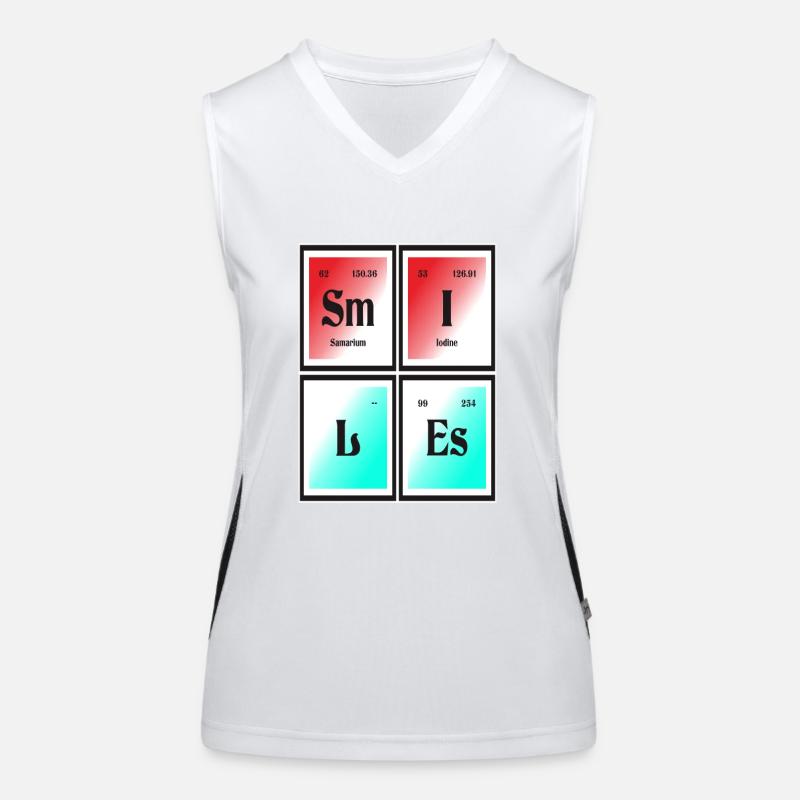 Lächelt | Periodensystem der Elemente Funktionelles Kontrast-Tank Top für Frauen