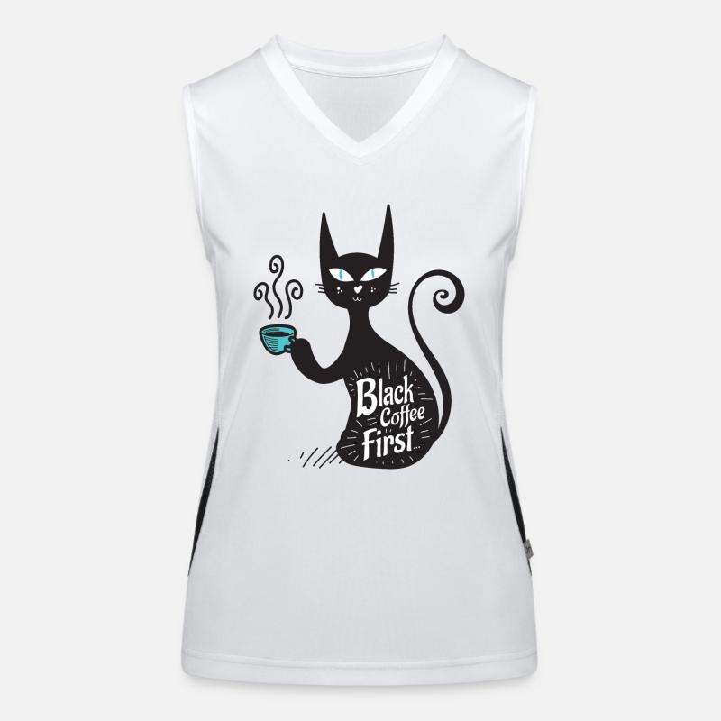 Schwarzer Kaffee zuerst Funktionelles Kontrast-Tank Top für Frauen