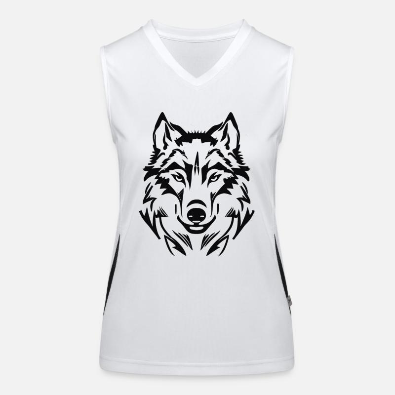 Cooler graphischer Wolf, Wolfskopf Funktionelles Kontrast-Tank Top für Frauen