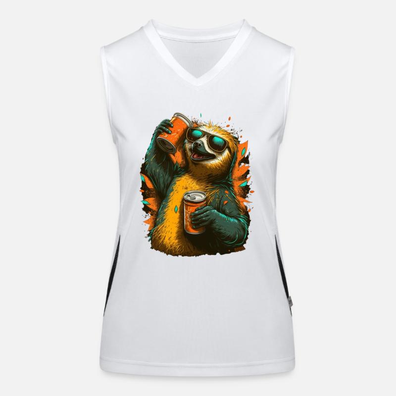 Cooles Bier trinkendes Faultier Funktionelles Kontrast-Tank Top für Frauen