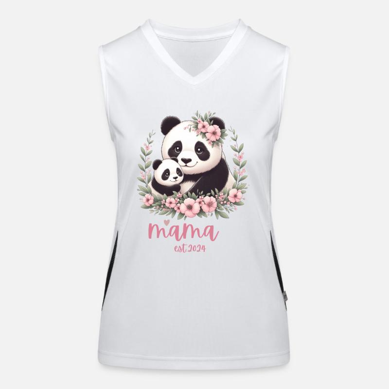 Mama est 2024 I Panda Bear Mum I First Time Mom Funktionelles Kontrast-Tank Top für Frauen