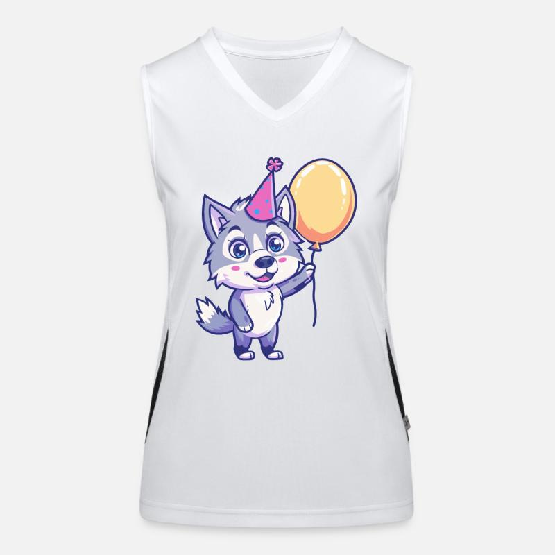 Wolf Geburtstag Comic Funktionelles Kontrast-Tank Top für Frauen