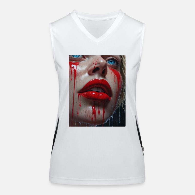 Woman's red lips Women's Functional Contrast Tank Top