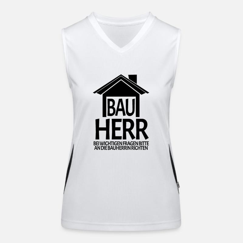 Bauherr Spruch Funktionelles Kontrast-Tank Top für Frauen