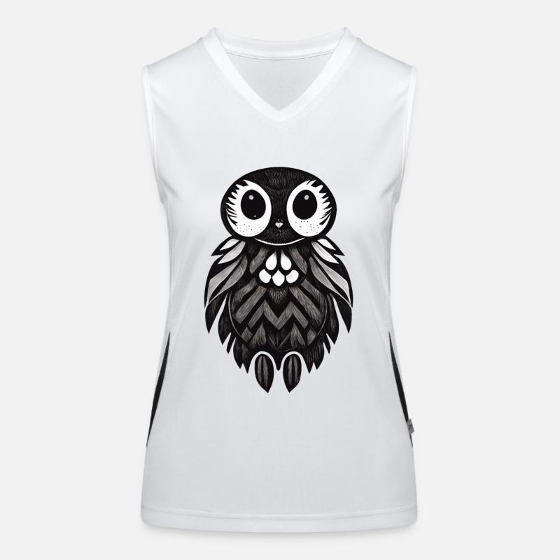 Owl Illustration Psychedelic Minimal Trance Women's Functional Contrast Tank Top