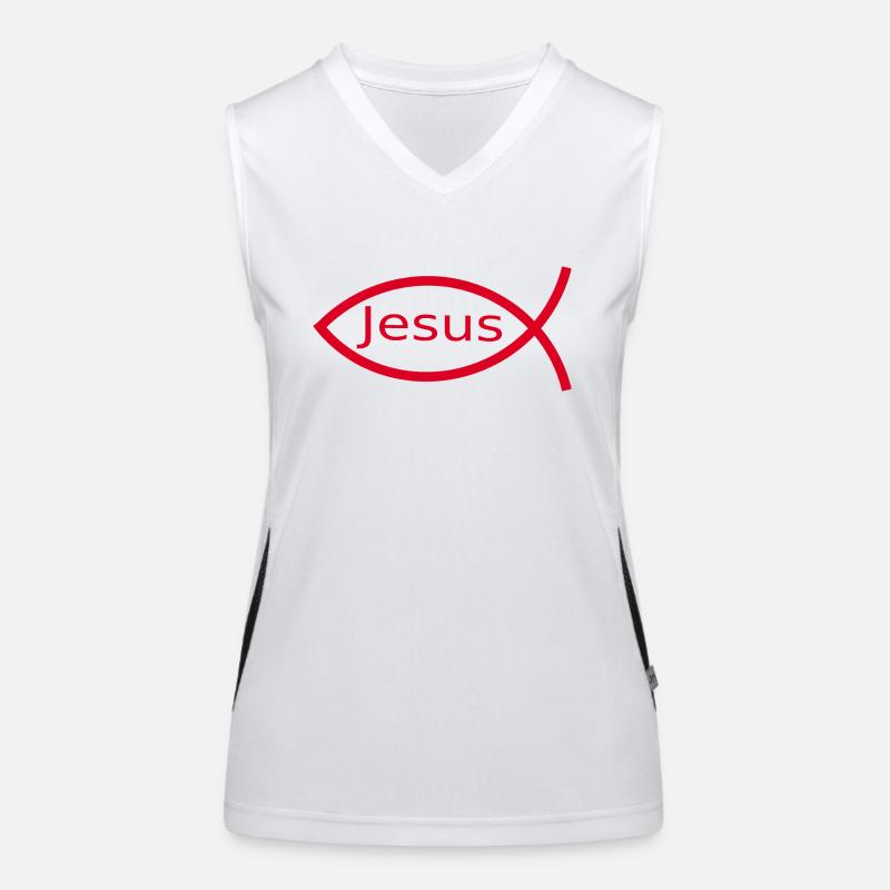 Jesus fish Ichthys fish fish Women's Functional Contrast Tank Top