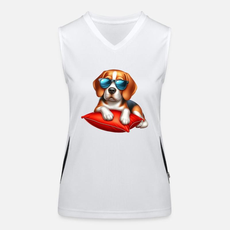 Beagle Das Model mit Sonnenbrille Funktionelles Kontrast-Tank Top für Frauen