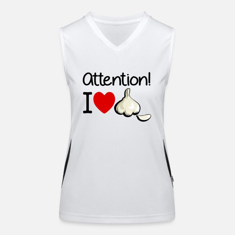 Knoblauch Achtung Kochen Geruch Geschenk Funktionelles Kontrast-Tank Top für Frauen