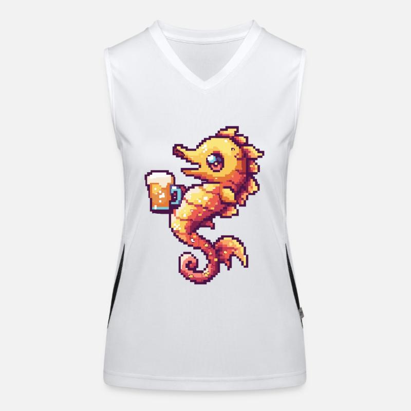 Seepferd Pixel Bier Funktionelles Kontrast-Tank Top für Frauen