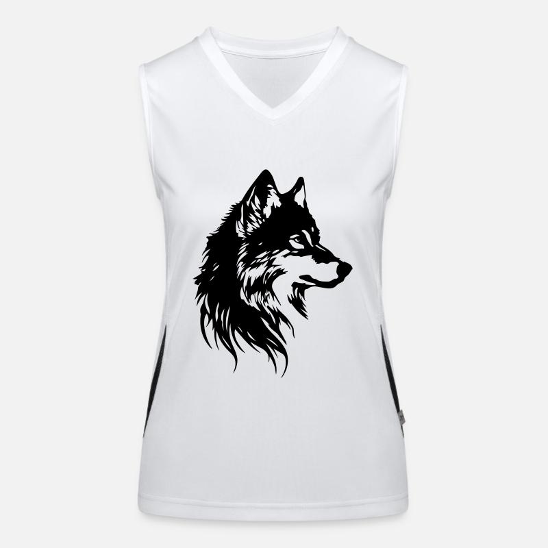 Wolf Kopf Tier Funktionelles Kontrast-Tank Top für Frauen
