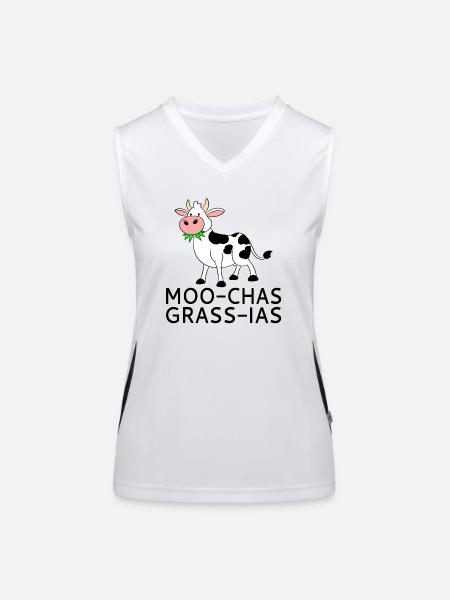 Moo-chas Grass-ias - Débardeur respirant contrasté Femme - blanc/noir - Devant