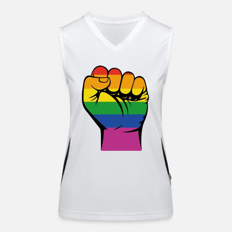 Poing dans la conception de l'arc-en-ciel - cadeau Débardeur respirant contrasté Femme