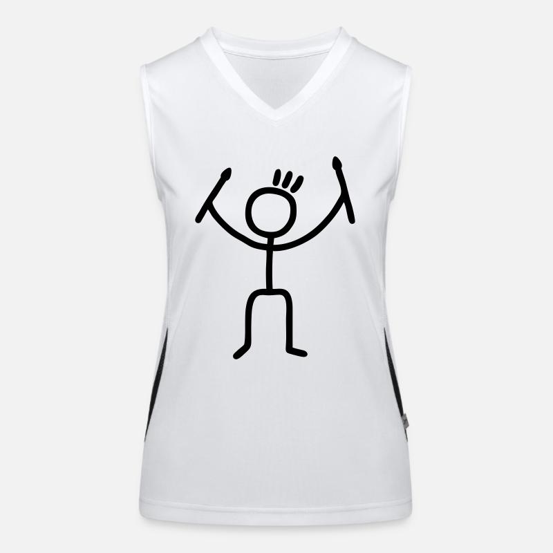 Strichmännchen mit Drumsticks Funktionelles Kontrast-Tank Top für Frauen