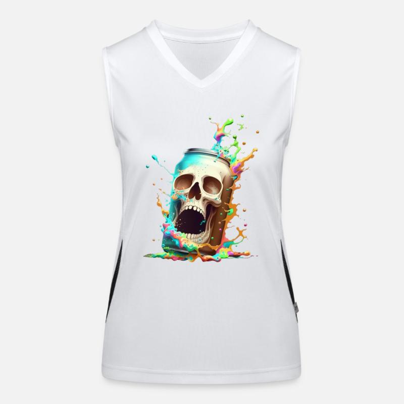 Bierdose Totenkopf Explosion Funktionelles Kontrast-Tank Top für Frauen