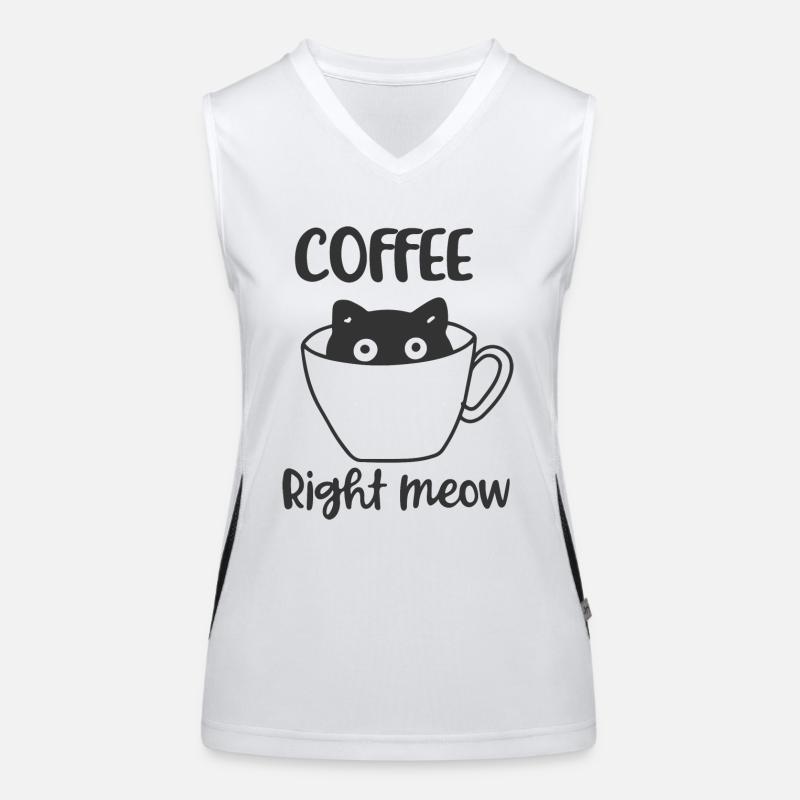 Lustige Kaffee Katze Coffee right meow Geschenk Funktionelles Kontrast-Tank Top für Frauen