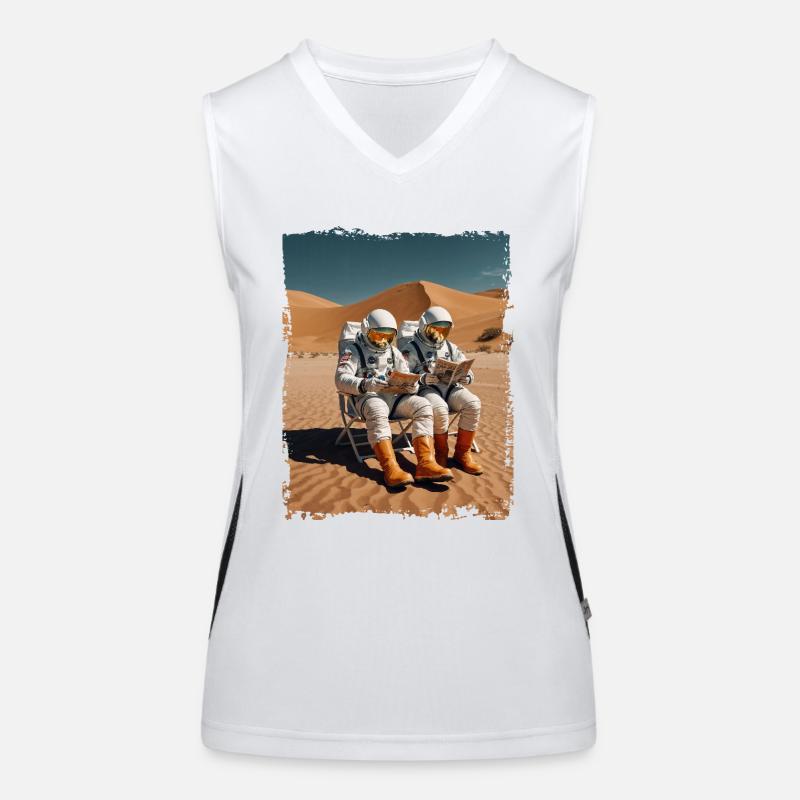 Deux astronautes en combinaison spatiale Débardeur respirant contrasté Femme