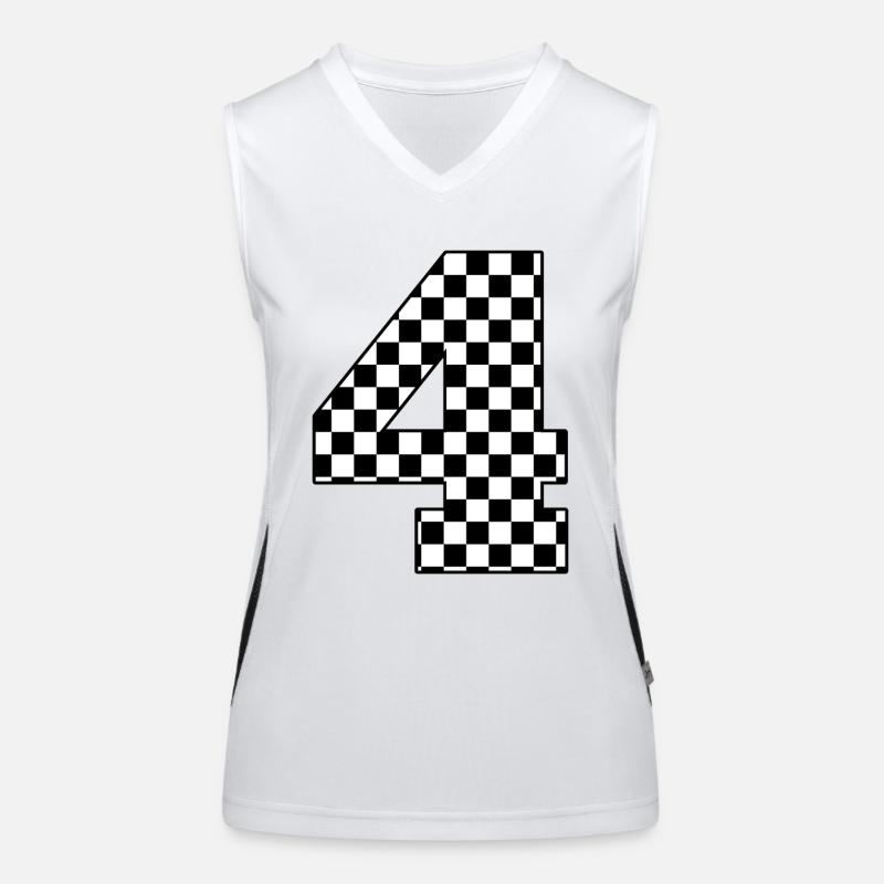 Nummer 4 kariert Funktionelles Kontrast-Tank Top für Frauen