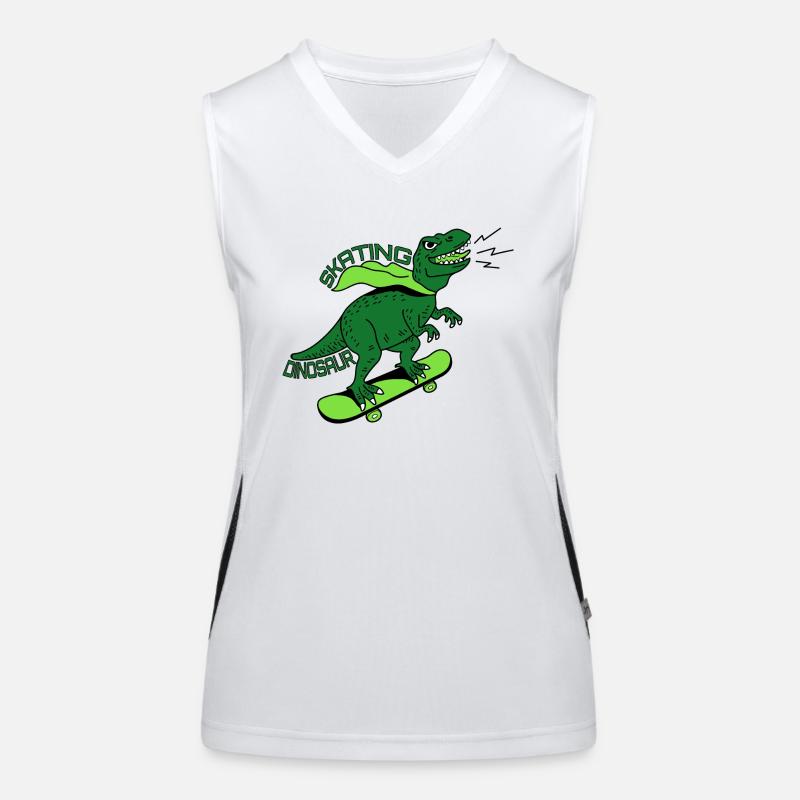 T-Rex Skateboard Dinosaur Skating Skater Women's Functional Contrast Tank Top