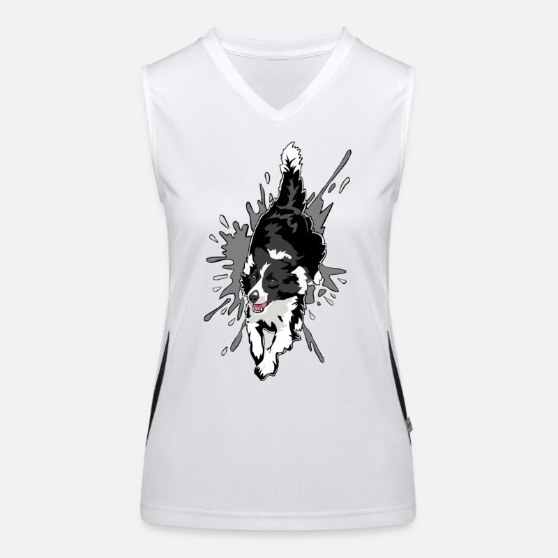 Border Collie in action Women's Functional Contrast Tank Top