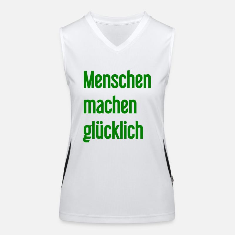 Menschen machen glücklich – Positives Statement Funktionelles Kontrast-Tank Top für Frauen