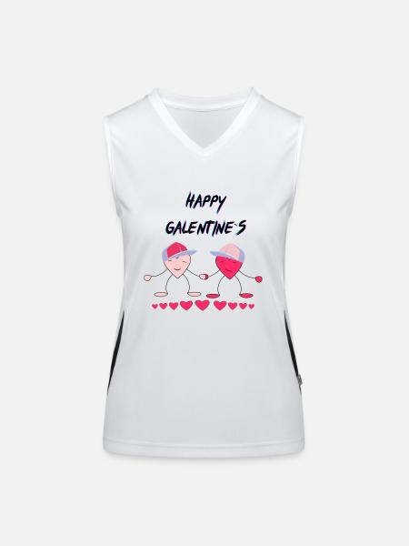 Galentines fraîches et heureuses - Débardeur respirant contrasté Femme - blanc/noir - Devant