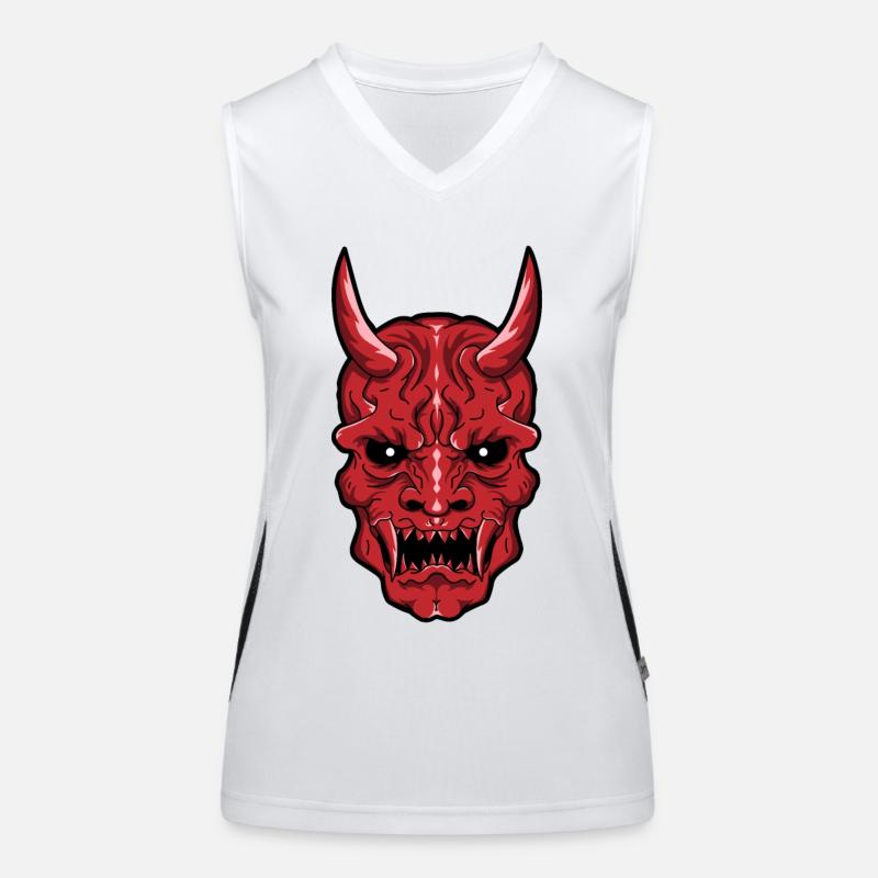 Epischer Oni-Dämonen-Schädel - Rot Funktionelles Kontrast-Tank Top für Frauen