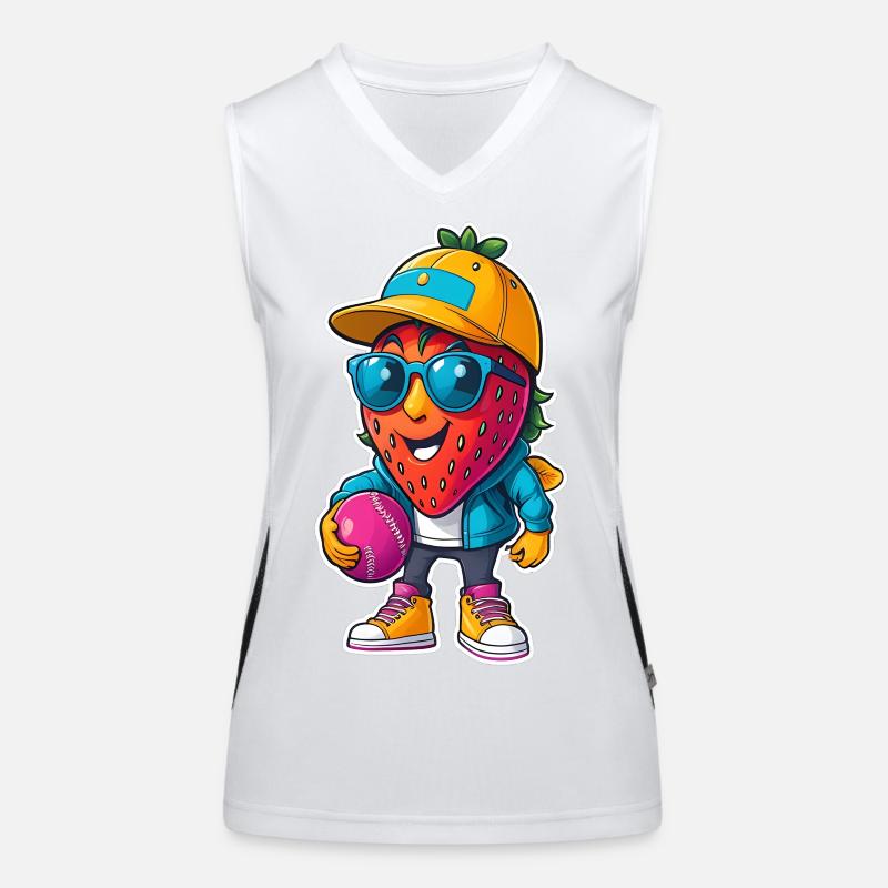 Erdbeer Baseballheld mit Sonnenbrille Funktionelles Kontrast-Tank Top für Frauen