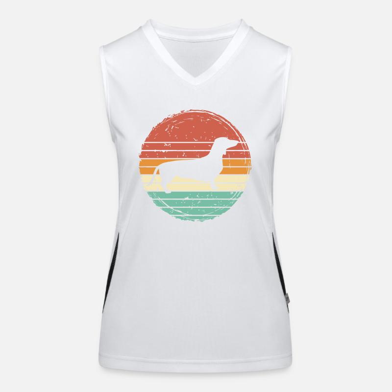 Dackel Teckel Dachshund Retro Geschenk Funktionelles Kontrast-Tank Top für Frauen