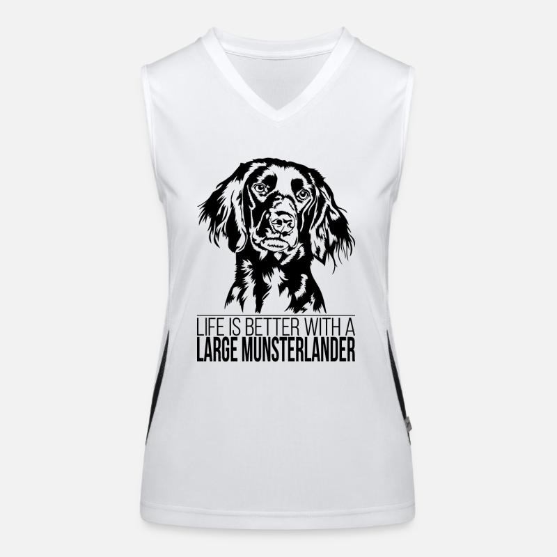 Large Munsterlander life is better Hunde Wilsigns Funktionelles Kontrast-Tank Top für Frauen