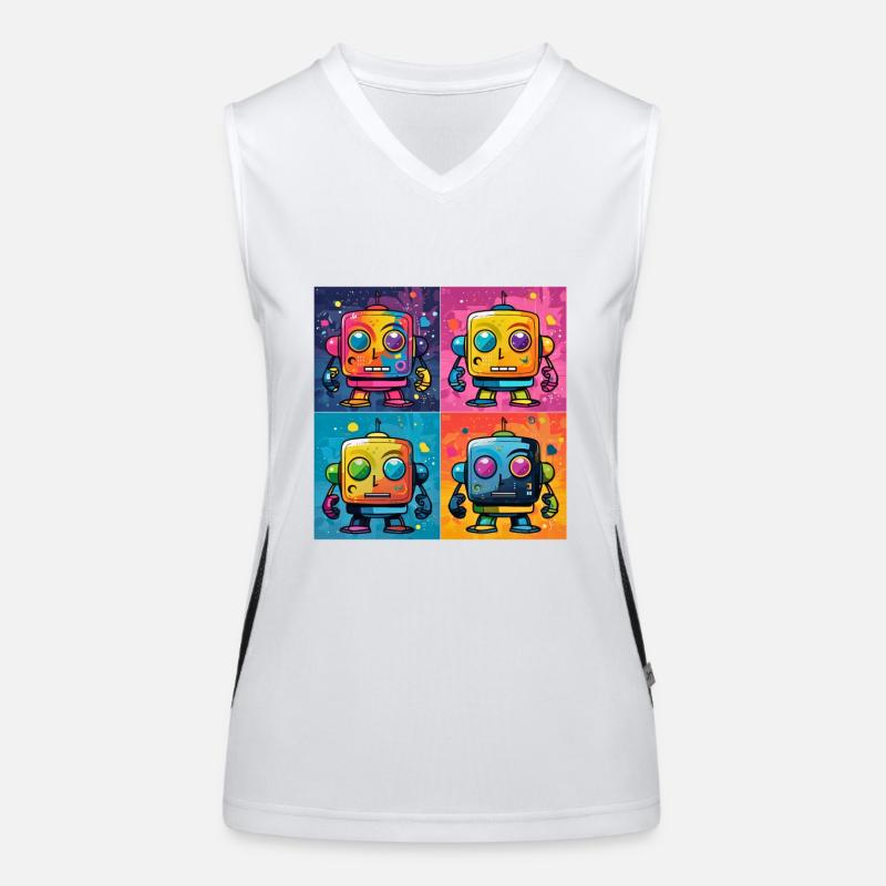 Playful Bot: A Pop Art, Fusion Robot. Women's Functional Contrast Tank Top