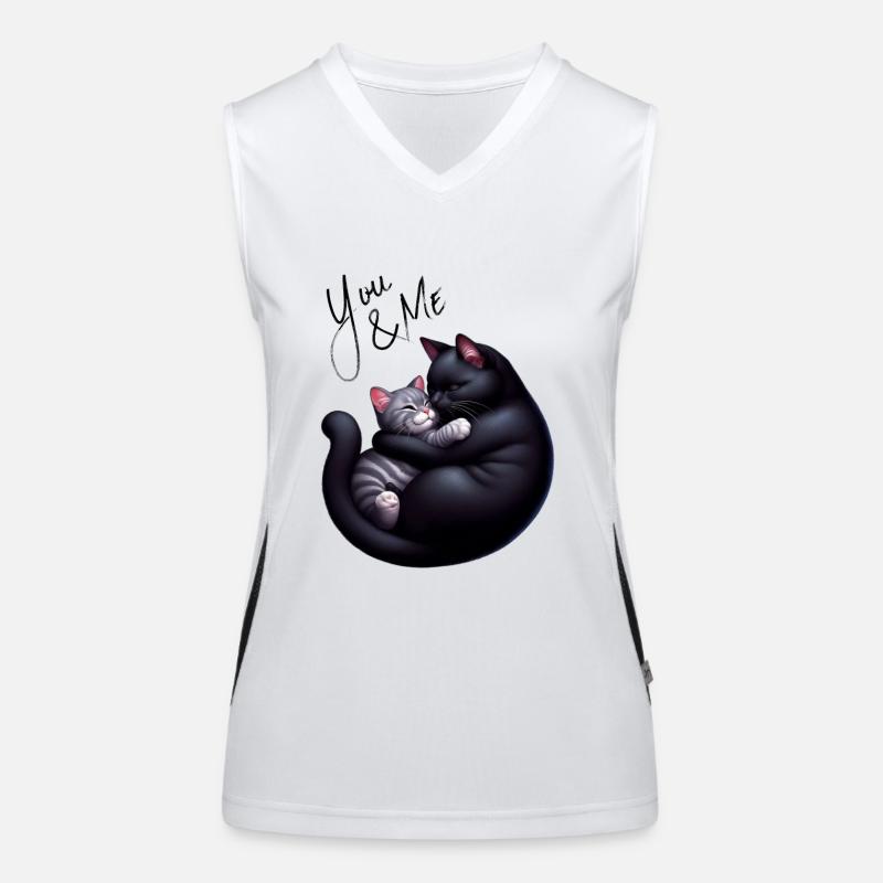 You and me chat noir et gris version gris Débardeur respirant contrasté Femme