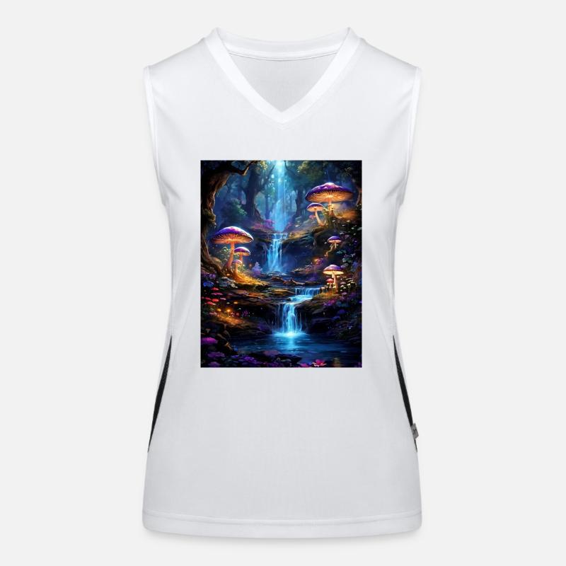 Magischer Wald mit Wasserfall Funktionelles Kontrast-Tank Top für Frauen