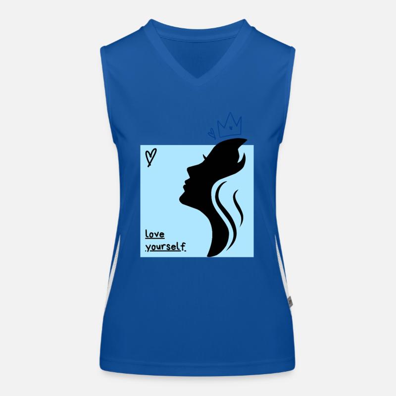 Love Yourself simple blue graphics Women's Functional Contrast Tank Top
