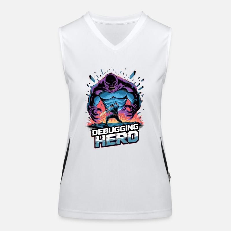 Debugging Hero – Epischer Kampf gegen Code-Monster Funktionelles Kontrast-Tank Top für Frauen