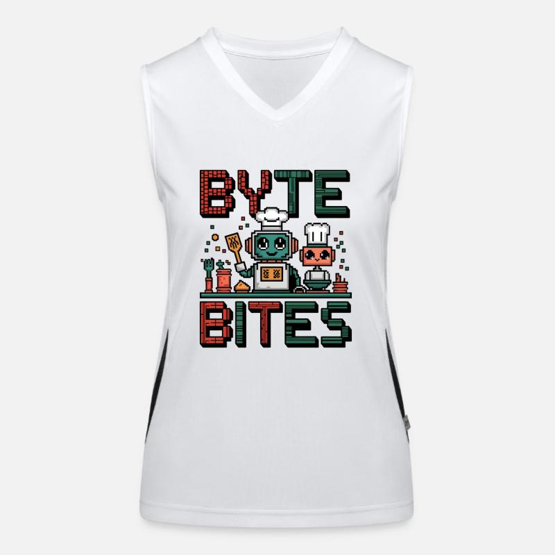 Byte Bites – Cute Pixel Robot Chefs Cooking Up Fun Women's Functional Contrast Tank Top
