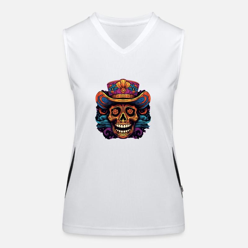 Crâne de Cinco de Mayo Débardeur respirant contrasté Femme
