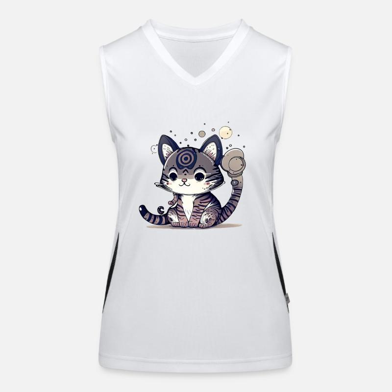Super cute cat design. Women's Functional Contrast Tank Top