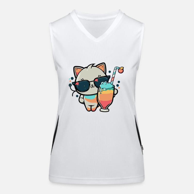 Die coolste Katze am Strand Funktionelles Kontrast-Tank Top für Frauen