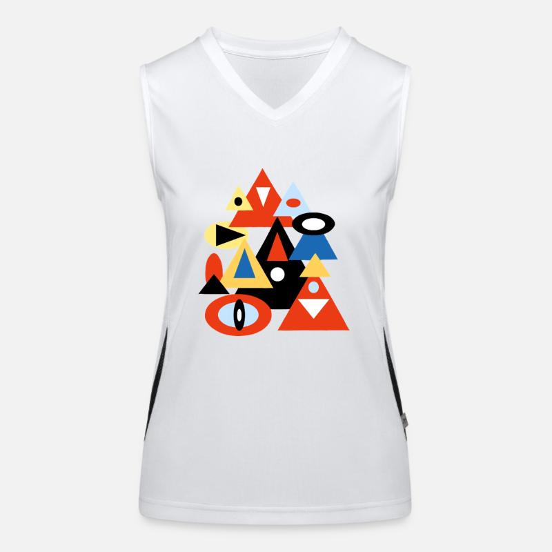 Geometric Abstract Pyramid Design Women's Functional Contrast Tank Top