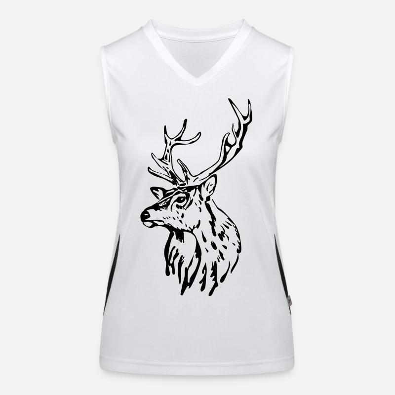 Hirschkopf [Schwarz] Funktionelles Kontrast-Tank Top für Frauen