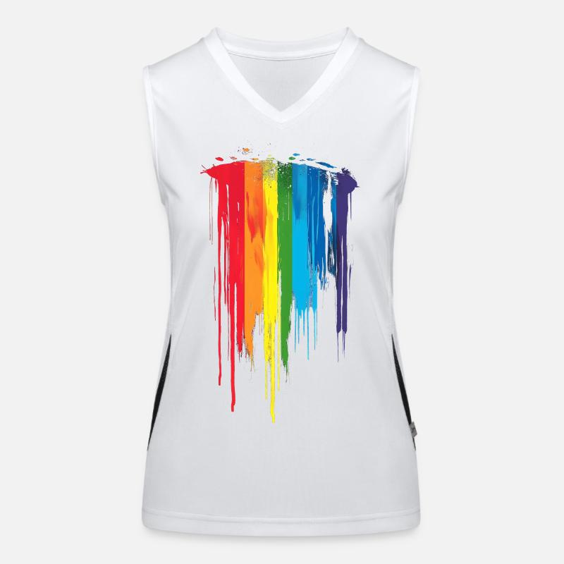 Subtil et cool Dripping Pride drapeau arc en ciel Design Débardeur respirant contrasté Femme