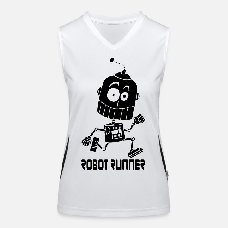 Black Running Robot Women's Functional Contrast Tank Top
